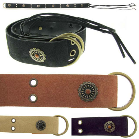 Suede & Antique Brass-look Vinyl Belt 6BLT29254