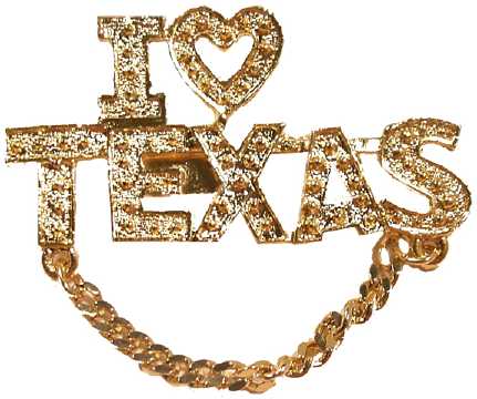 Gold Tone "I Love Texas" Pin 6P800
