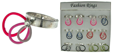 Assorted Silver Tone Ring With Tear Shaped Dangles 6R7A