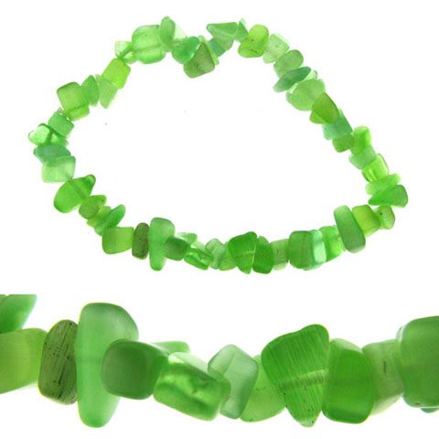 Light Green Cat's Eye Chip Bead Elastic Bracelet 720B43261