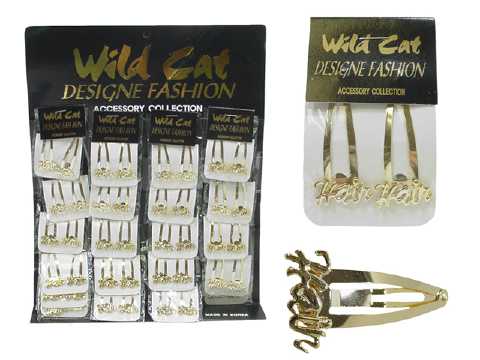 Goldtone "HAIR" Snap Clips 9HSC1218