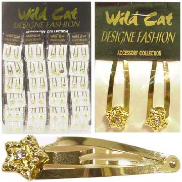 Goldtone Snap Clips With Crystal Star 9HSC846