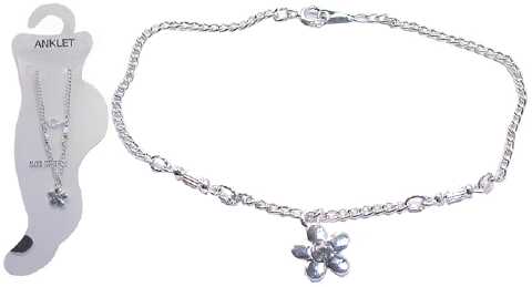Silvertone Charm & Chain Anklet AN47A