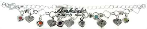 Heart Charm Silvertone Anklet AN5157A