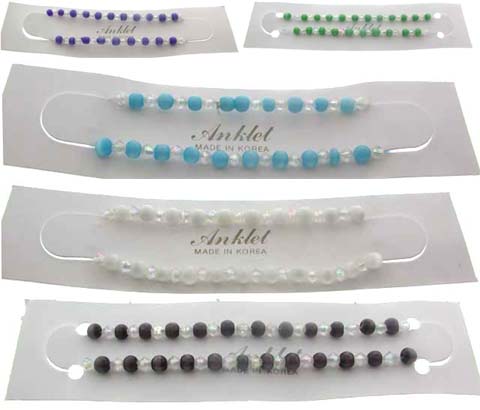 Assorted Color Elastic Beaded Anklet AN981D