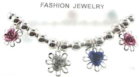 Assorted Color Flower Charm Bracelet B101A