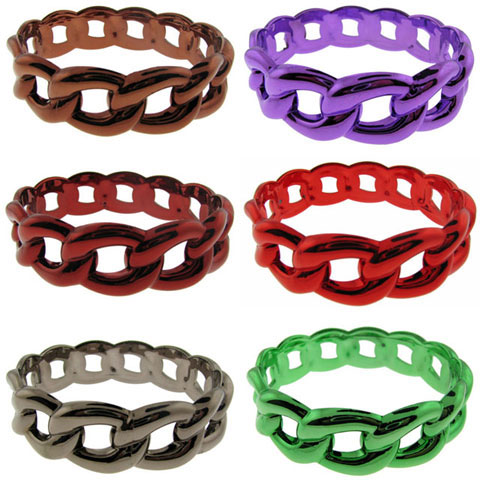 Assorted Color Metalic Chain Look Bangle Bracelet B1030