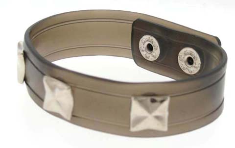 Vinyl Strap Bracelet With Silvertone Studs B1043