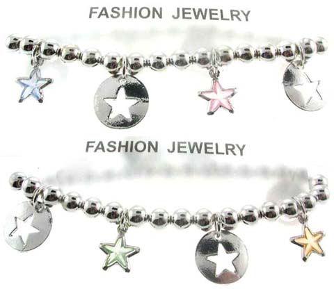 Assorted Color Star Charm Bracelet B104A