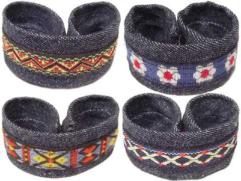 Assorted Pattern Denim Strap Bracelet B1084