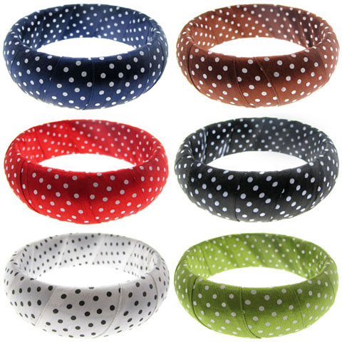 Polka-dot Fabric Bangle Bracelet B111