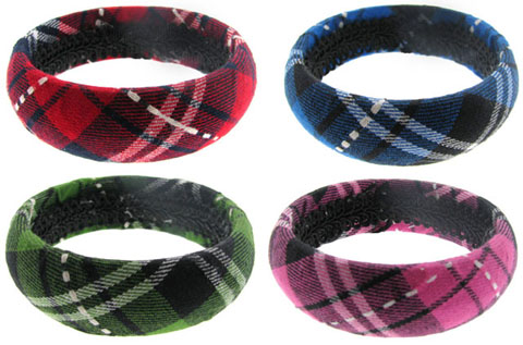 Plaid Print Fabric Bangle Bracelet B139