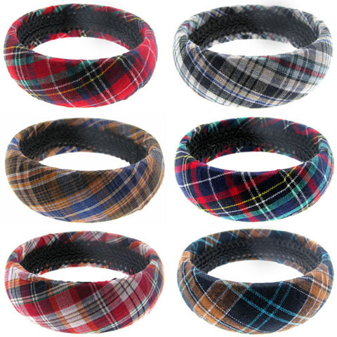 Plaid Print Fabric Bangle Bracelet B141