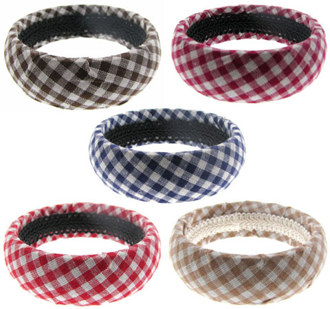 Plaid Print Fabric Bangle Bracelet B145