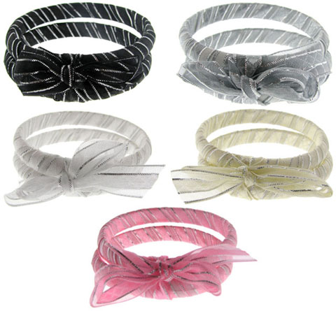 Ribbon Bow Double Bangle Bracelet B146