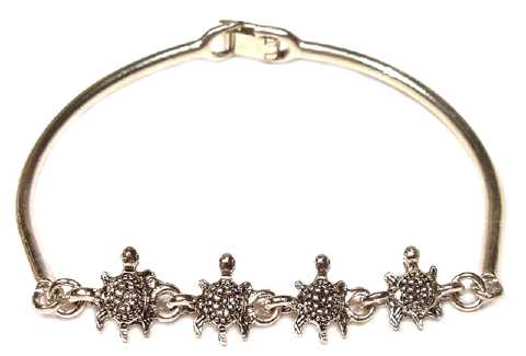 Silvertone Cast Bracelet With Turtle Charms B179A