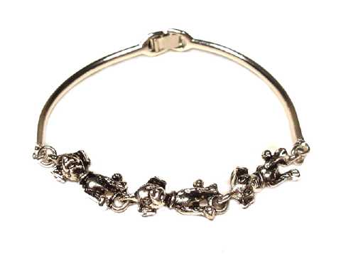 Silvertone Cast Bracelet With Dog-shaped Charms B181A