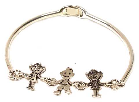 Silvertone Cast Bracelet With Children Charms B182A