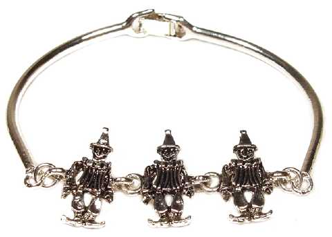 Silvertone Cast Bracelet With Clown Charms B184A