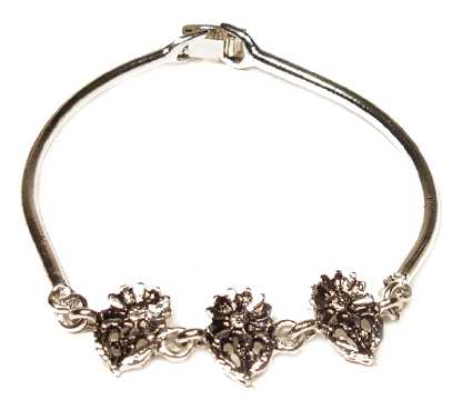 Silvertone Cast Bracelet With Flower Charms B186A