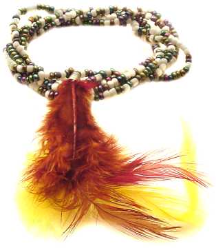 Multistrand Beaded Stretch Bracelet With Feathers B2097