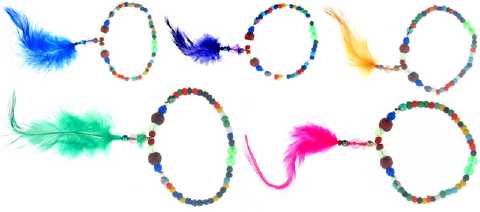 Assorted Beaded Stretch Bracelet With Feathers B2102