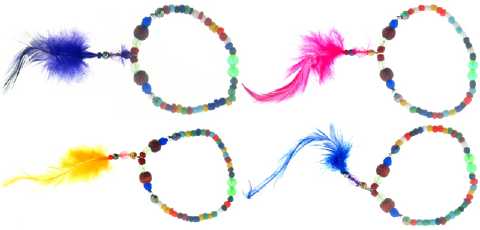 Assorted Beaded Stretch Bracelet With Feathers B2152