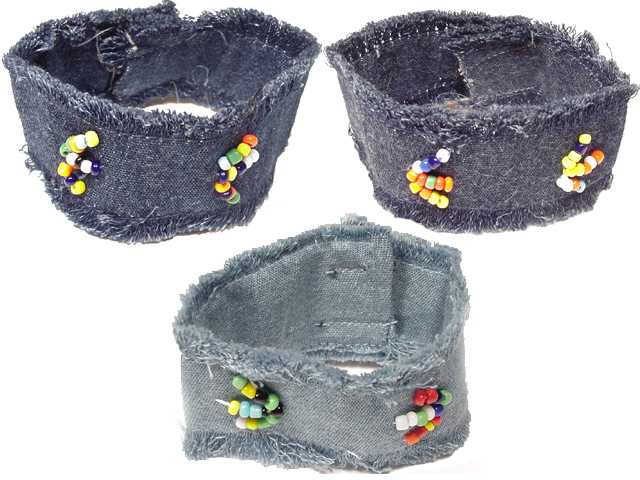 Denim Bracelet w/ Multi Color Beads 3 (Style # B2494)
