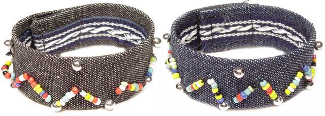 Denim Bracelet w/ Multi Color Beads (Style # B2510)
