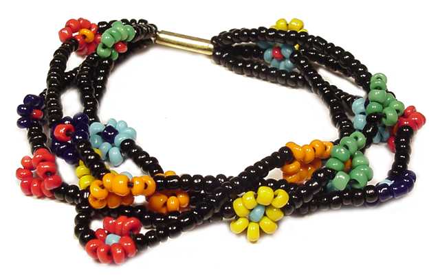 Floral Pattern Multi-Color Beaded Bracelets (Style # B2551)