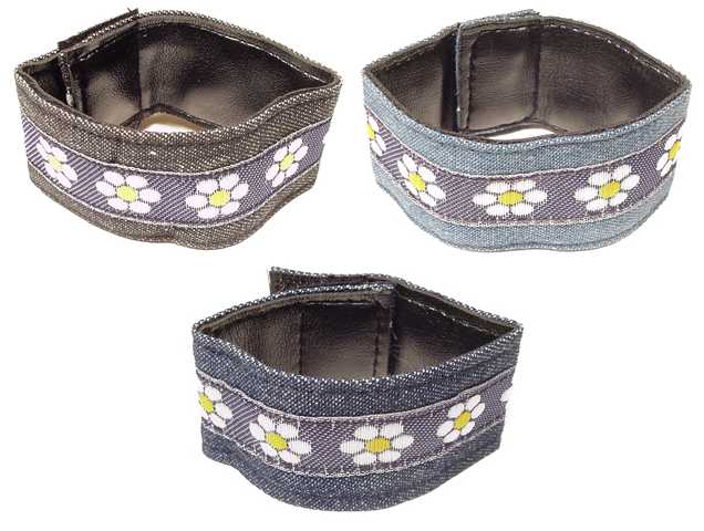 Embroidered Denim Flower Bracelets (Style # B2679)