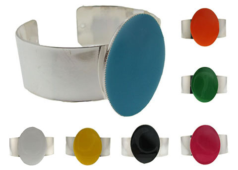 Oval Enamel Cuff Bracelet (Style # B3226a)