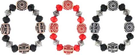 Red/White & Black/White Tribal Bead Bracelet (Style # B4340)