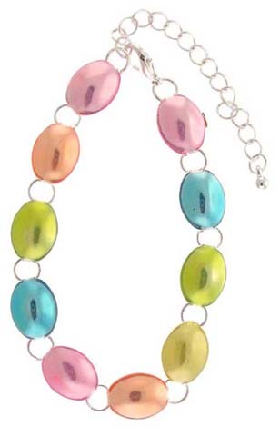 Multicolored Enameled Metal Disc Bracelet B571A