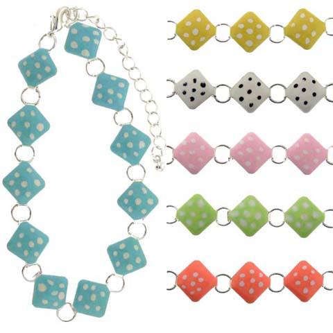 Enameled Bracelet With Polka-Dot Diamond Shapes B578A