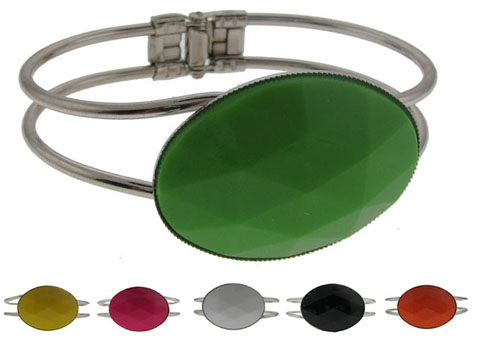 Oval Acrylic Faux Gemstone Bracelets  (Style # B6876A)
