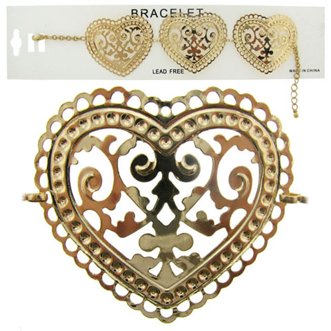 Goldtone Filigree Heart Bracelet B813