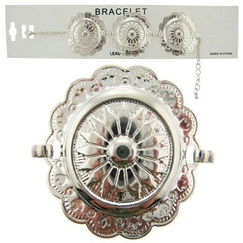 Silvertone Embossed Concho Bracelet B815A