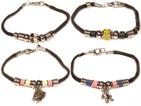Beaded Nylon Bracelet With Assorted Charms B876