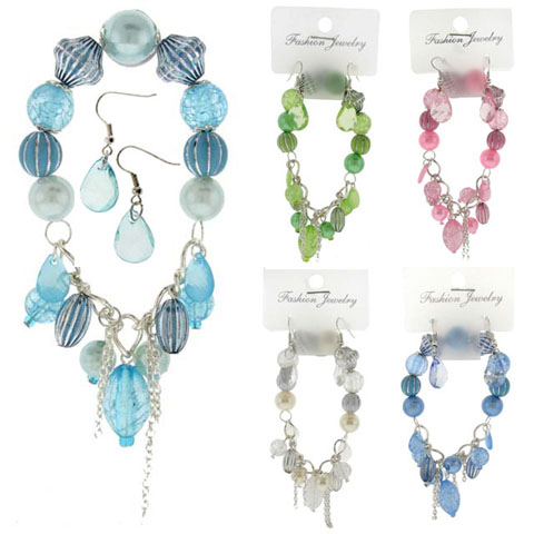Matching Pastel Bracelet + Earring Sets (Style # BE106A)
