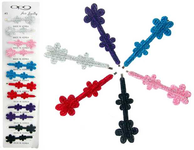 Glitter Flower Bobby Pins (Style # BP166)