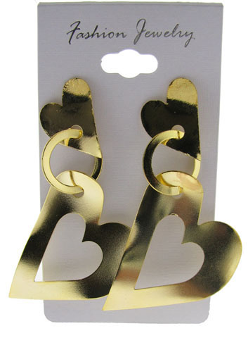Gold Tone Heart Cutout Earrings (E1177)