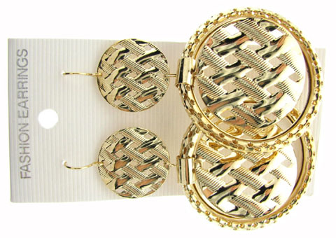 Gold Tone Lattice Dangle Earrings  (E1938)