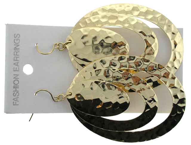 Gold Tone Oval Dangle Earrings (E1968)