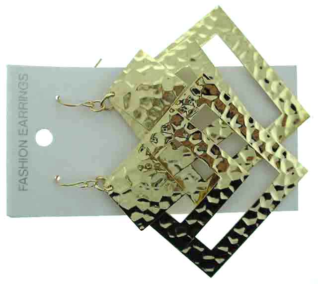 Gold Tone Square Dangle Earrings (E1969)
