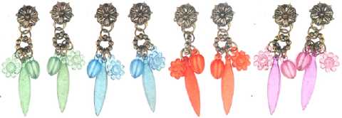 Antique Look Flower and Bead Earrings E5295