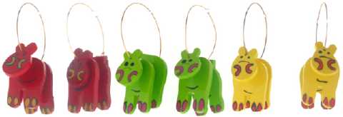 Hoop Earrings with Wooden Cow Dangles E5928