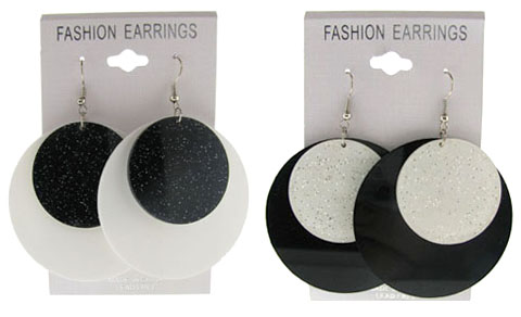 Black & White Disc Dangle Earrings E6880A