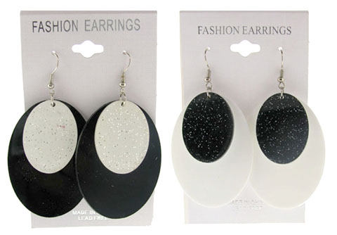 Black & White Oval Dangle Earrings E6881A