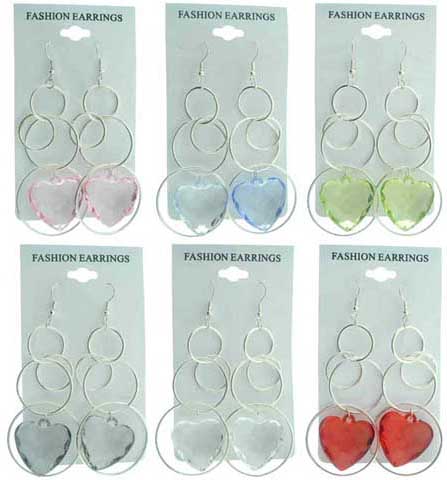 Circle Dangle with Heart Earrings E7076A